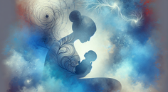 Simplified maternal silhouette with pregnancy outline and mental health brain symbol representing perinatal ADHD